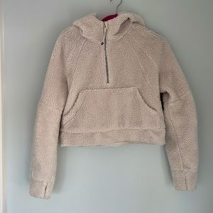 Lululemon cream fleece scuba half zip hoodie